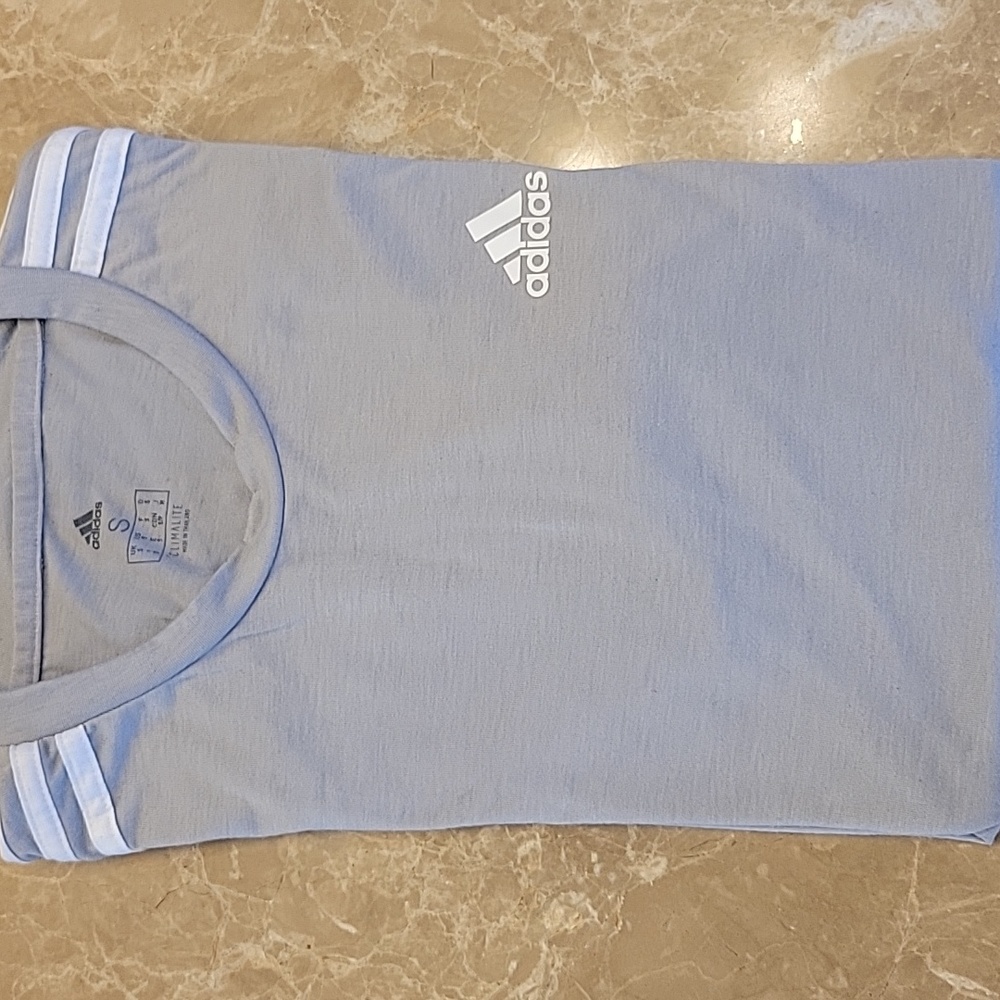 ADIDAS Climalite Light Gray & White Short-sleeved T-Shirt, S
